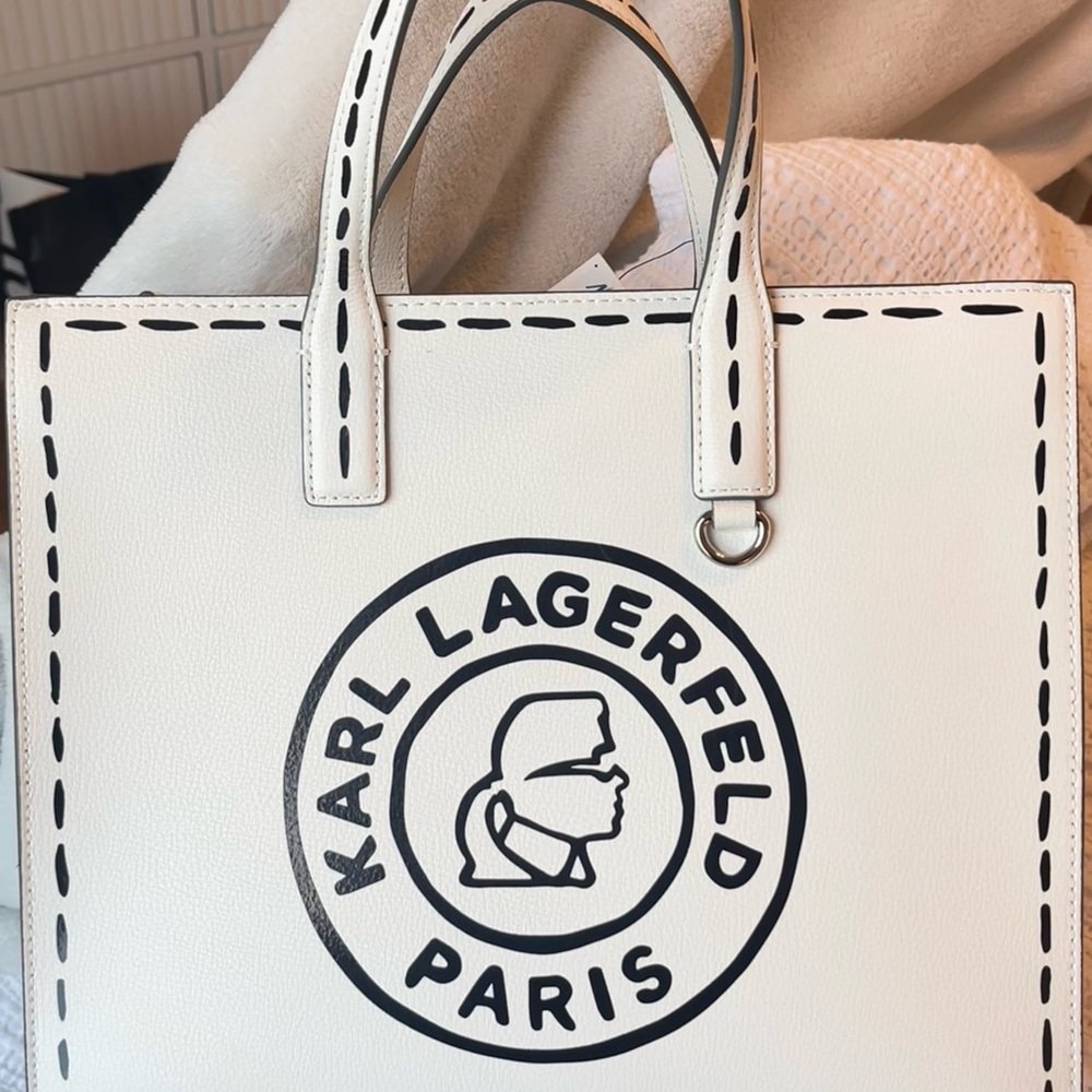 Karl Lagerfeld White and Black Tote